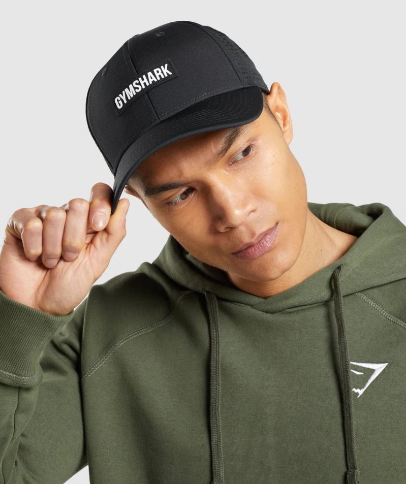 Gymshark Mesh Snapback Caps Black | CA 150N7D